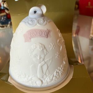 White and Pink Holiday Bell Ornament